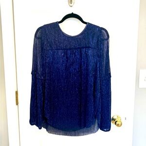 MOULINETTE SOEURS Anthropologie Metallic Long Sleeve Blouse
